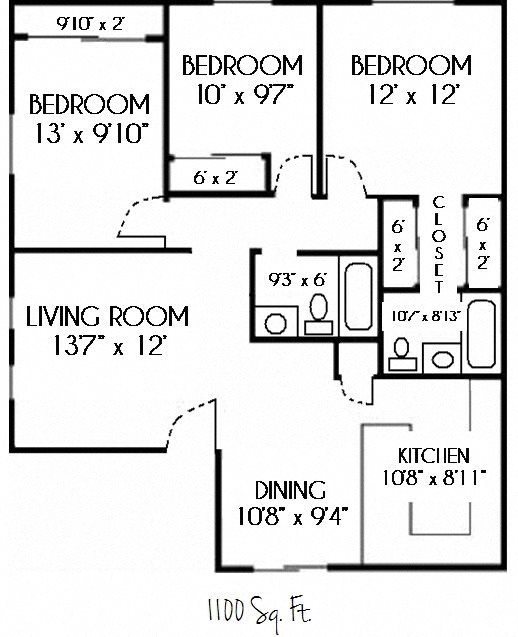 3 bedroom floor plan